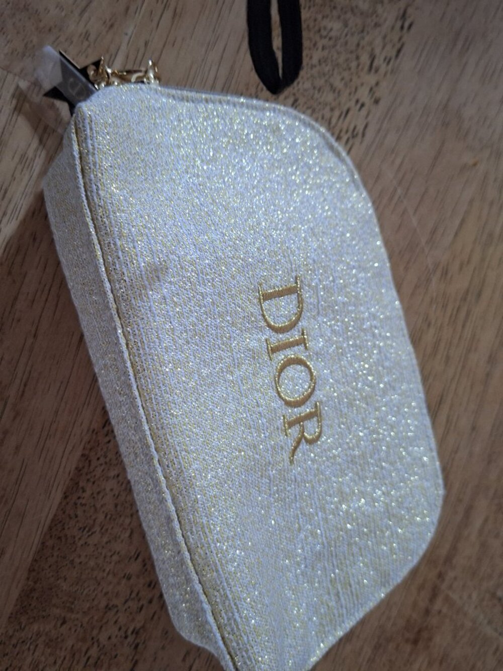 Dior Beauty Metallic Gold Woven Edition Makeup Pouch Bag NWOT